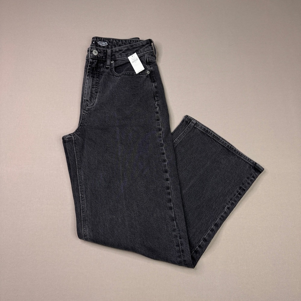 Old Navy Sky-Hi Wide Leg Jeans Extra High Rise Washed Black Denim Size 4